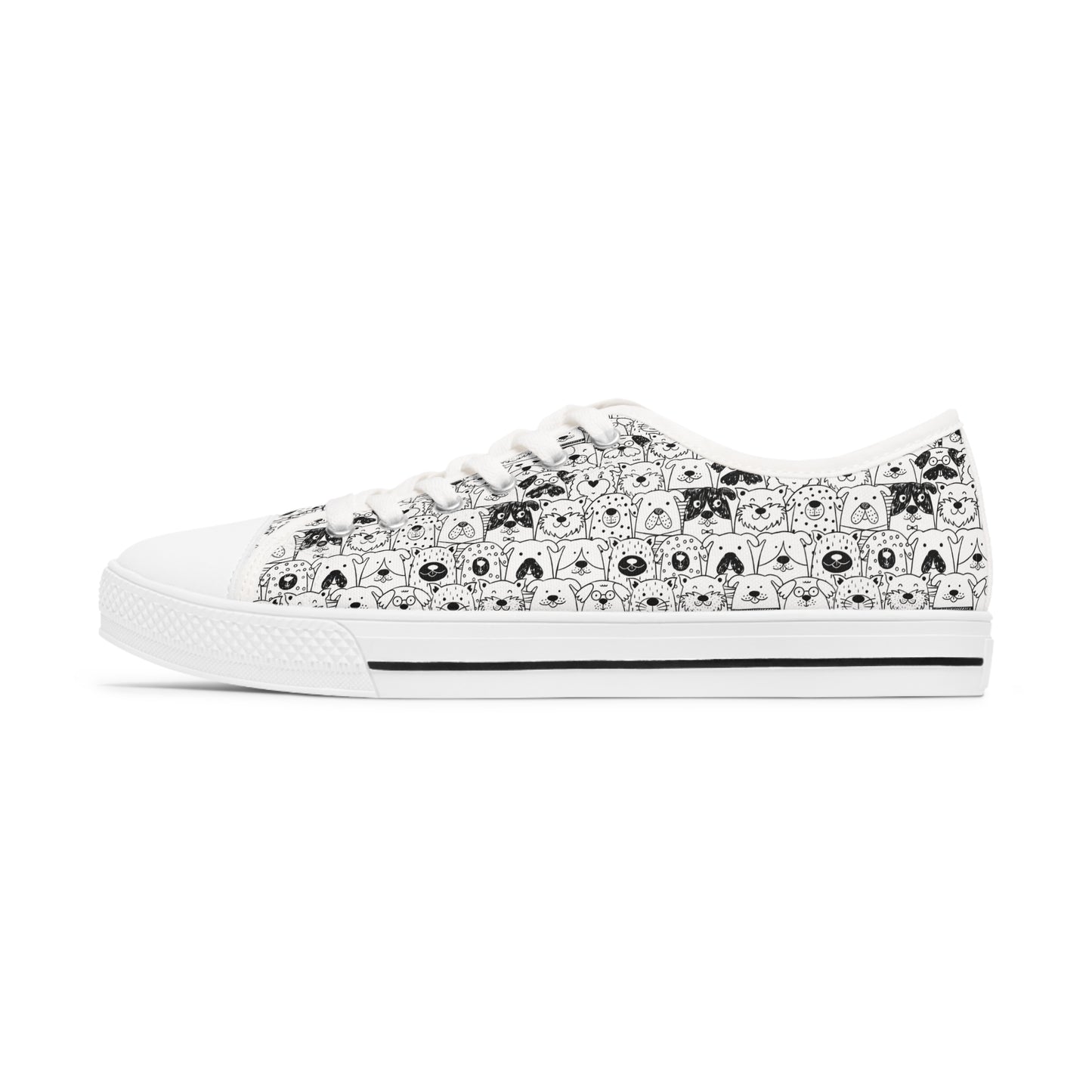 Women's Low Top Sneakers in Dog Gone It Black or White Sole