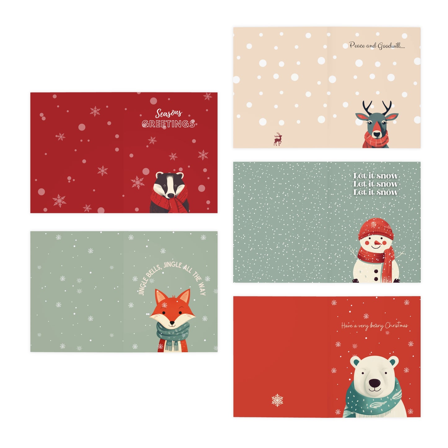 Multi-Design Christmas Cards  (5-Pack)