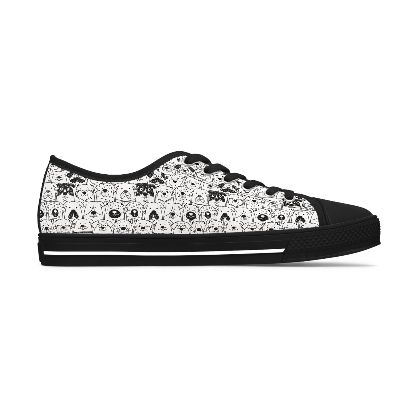 Women's Low Top Sneakers in Dog Gone It Black or White Sole