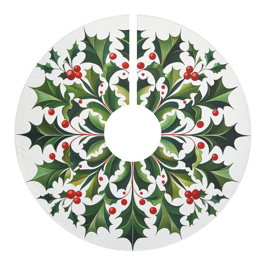 Christmas Tree Skirt in Holly Leaf