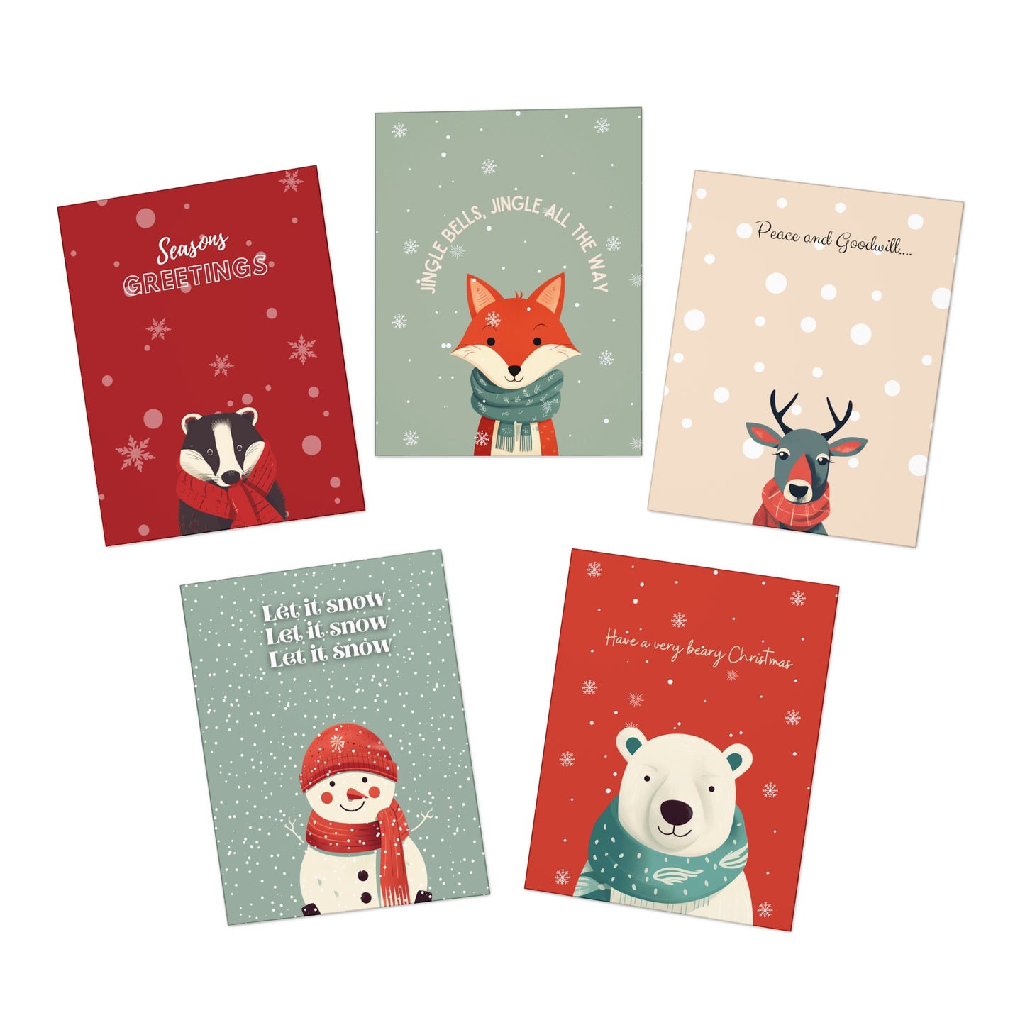 Multi-Design Christmas Cards  (5-Pack)