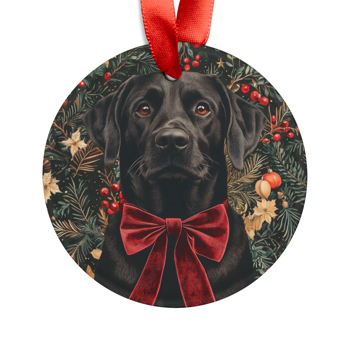 Black Labrador Acrylic Ornament with Ribbon