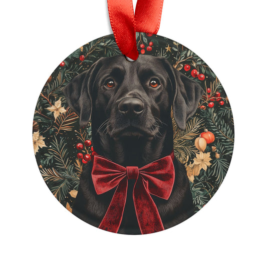 Black Labrador Acrylic Ornament with Ribbon