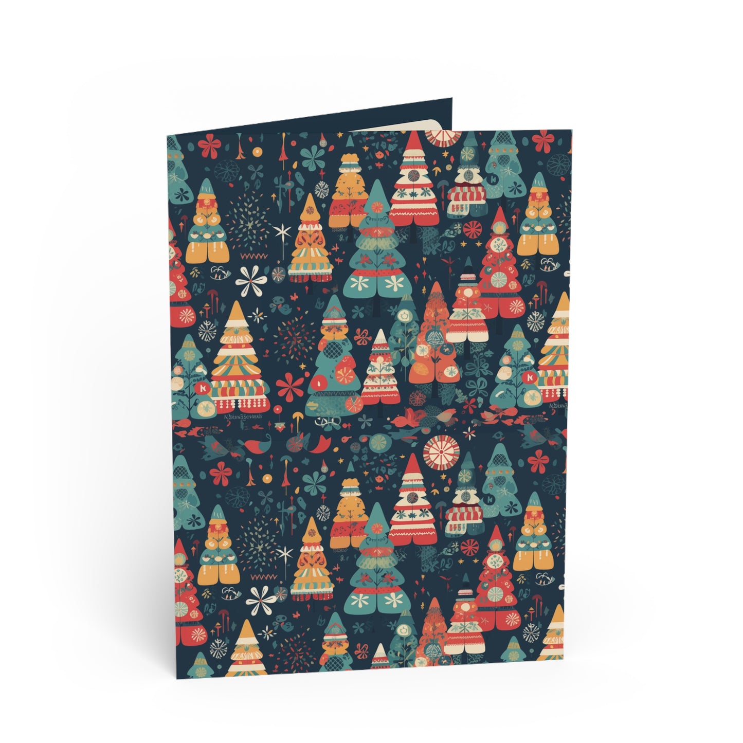 Folksy Christmas Trees Christmas Card