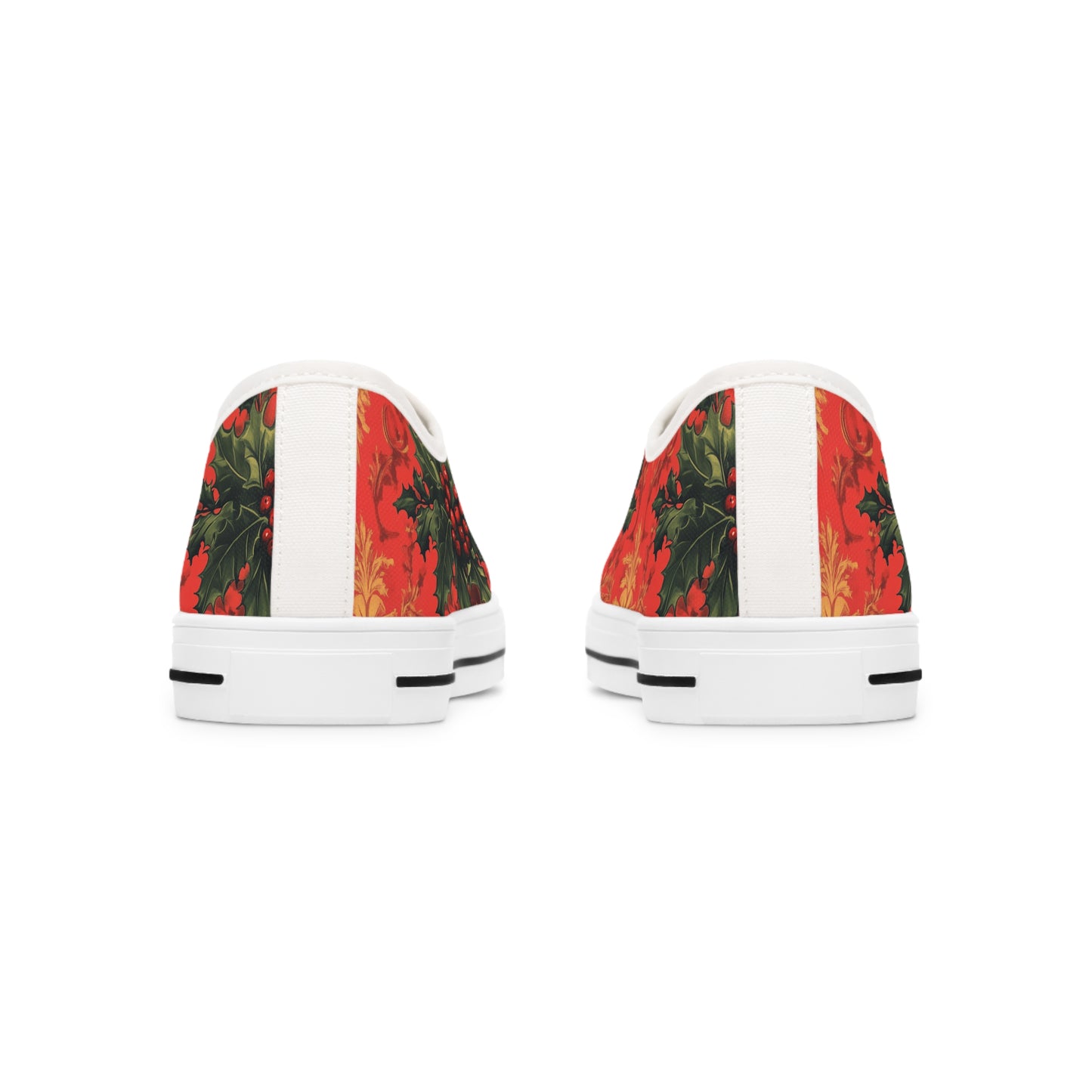 Women's Low Top Sneakers in Pointsetta Christmas pattern