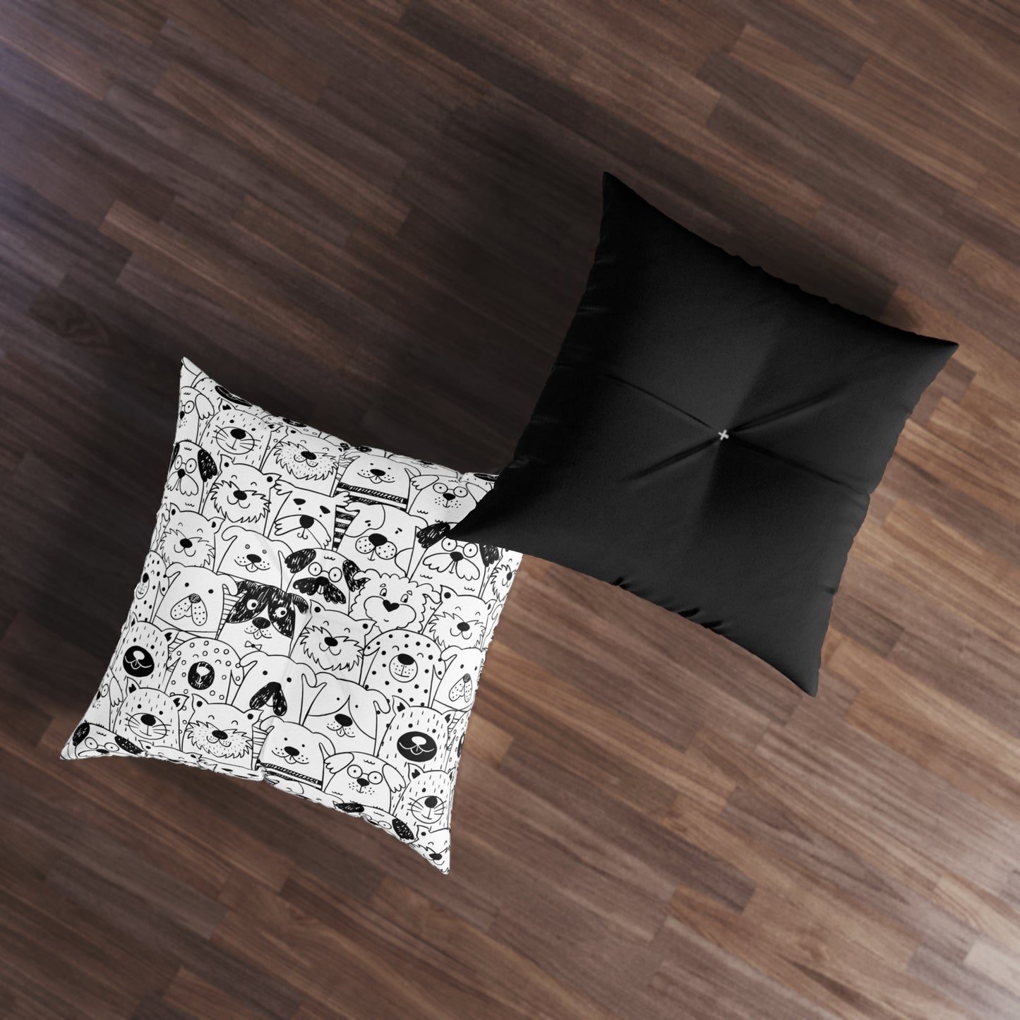 Tufted Square Floor Pillow in Dog gone It