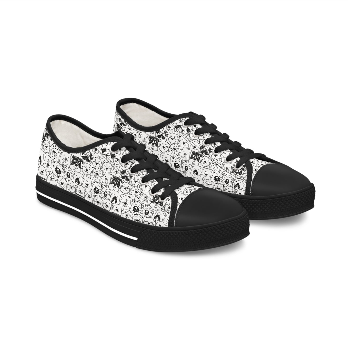 Women's Low Top Sneakers in Dog Gone It Black or White Sole