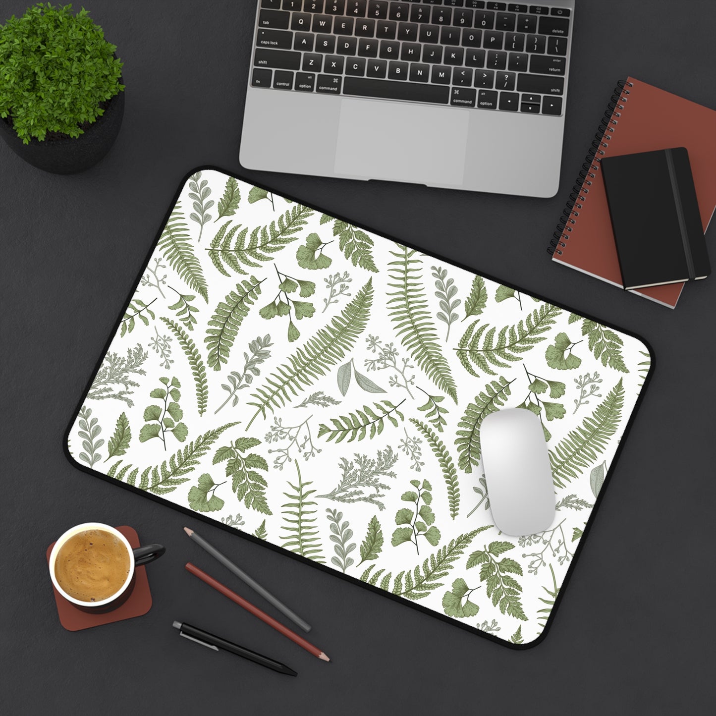 Green Leaves Large Desk Mat