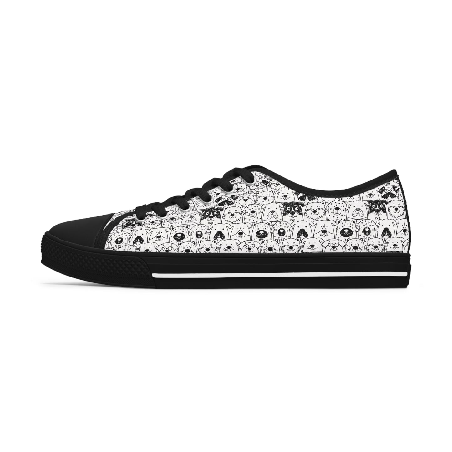 Women's Low Top Sneakers in Dog Gone It Black or White Sole