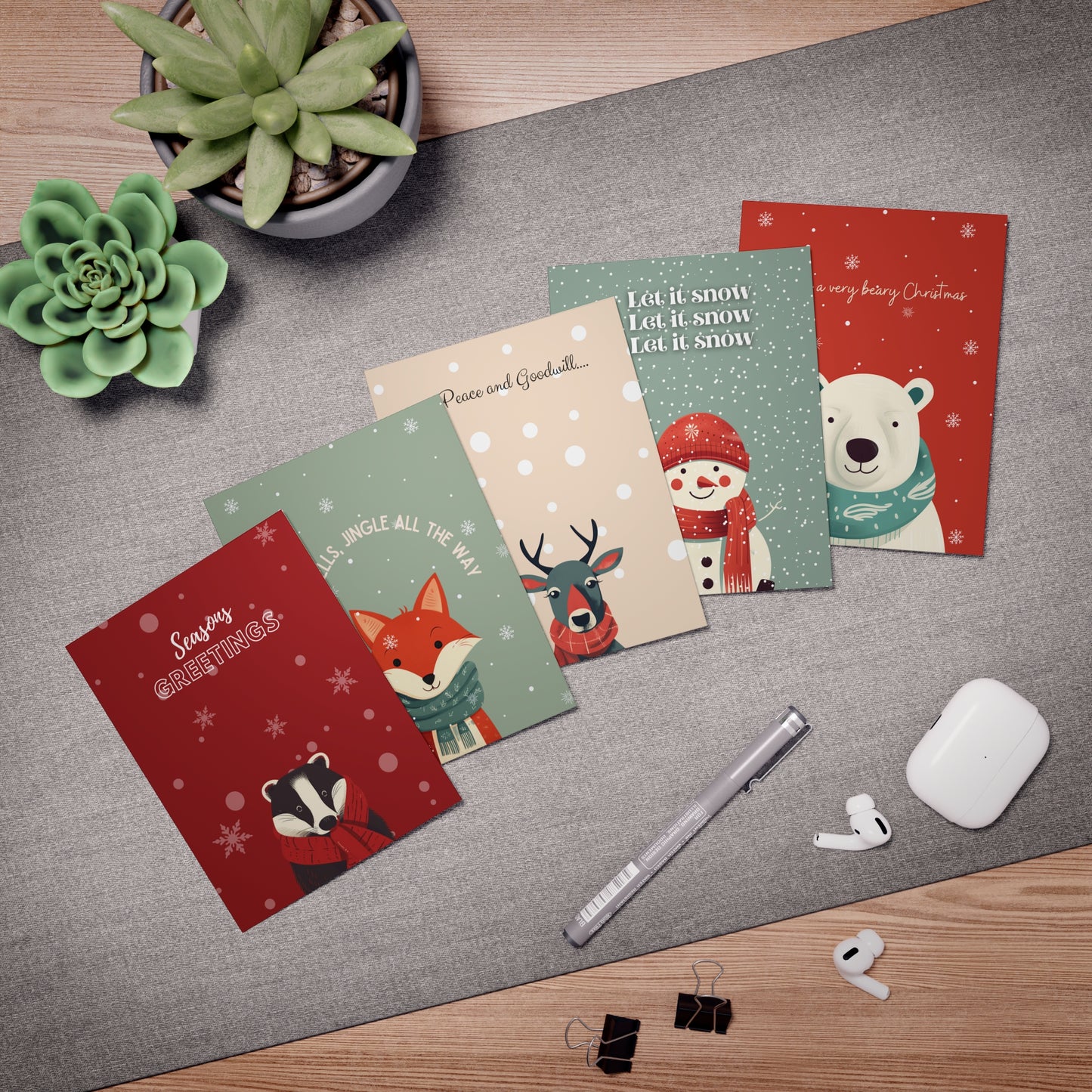 Multi-Design Christmas Cards  (5-Pack)