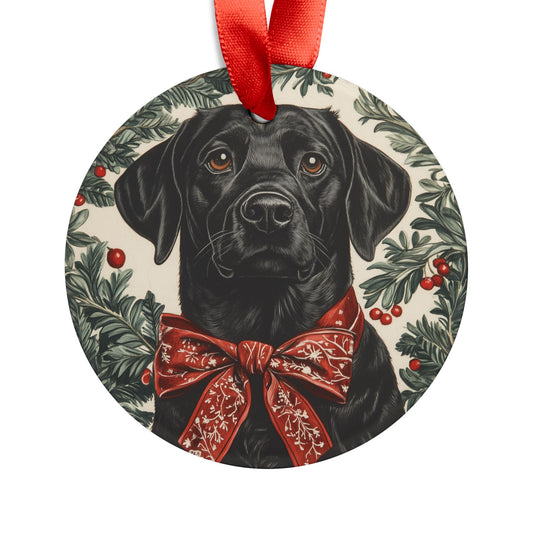 Black Labrador Acrylic Ornament with Ribbon