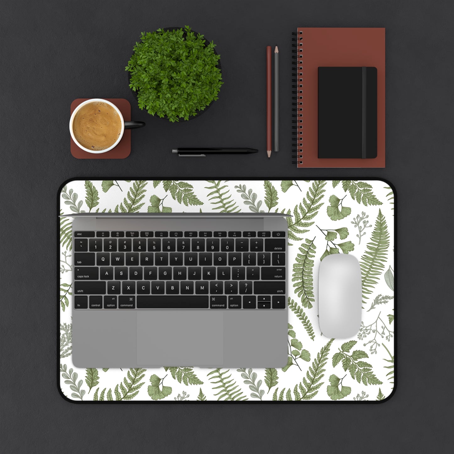 Green Leaves Large Desk Mat