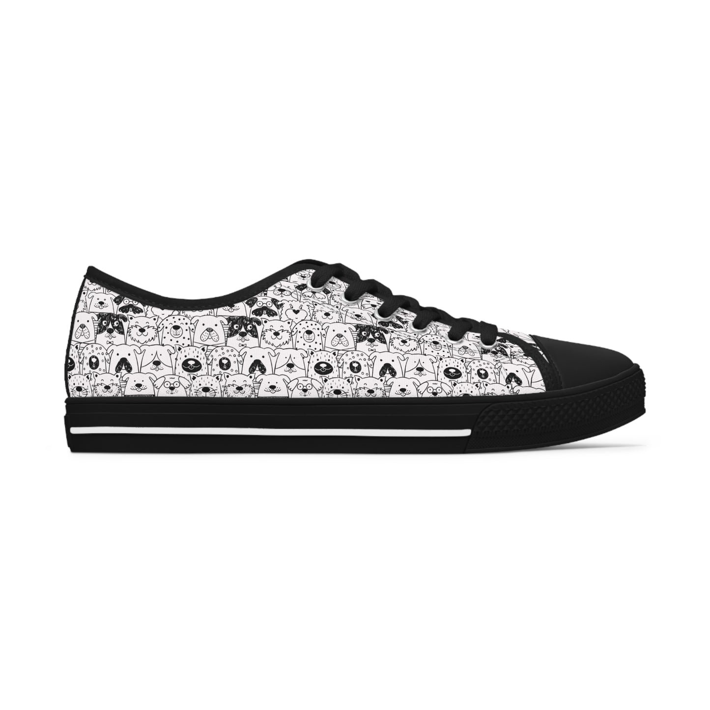 Women's Low Top Sneakers in Dog Gone It Black or White Sole