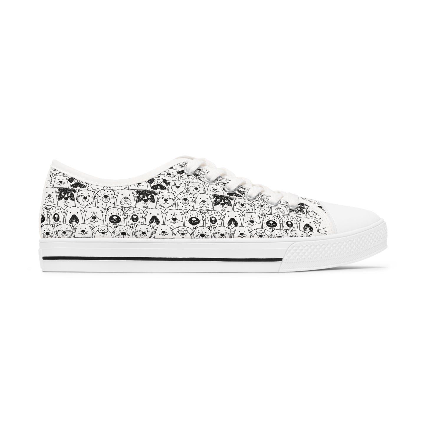 Women's Low Top Sneakers in Dog Gone It Black or White Sole