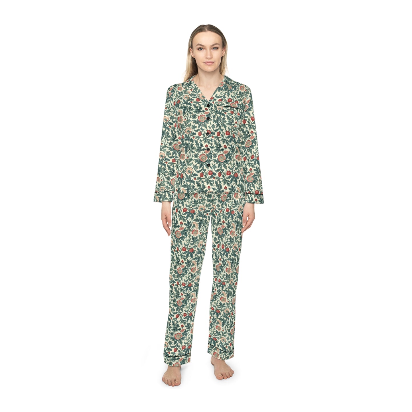 Women's Satin Pyjamas in Strawberry