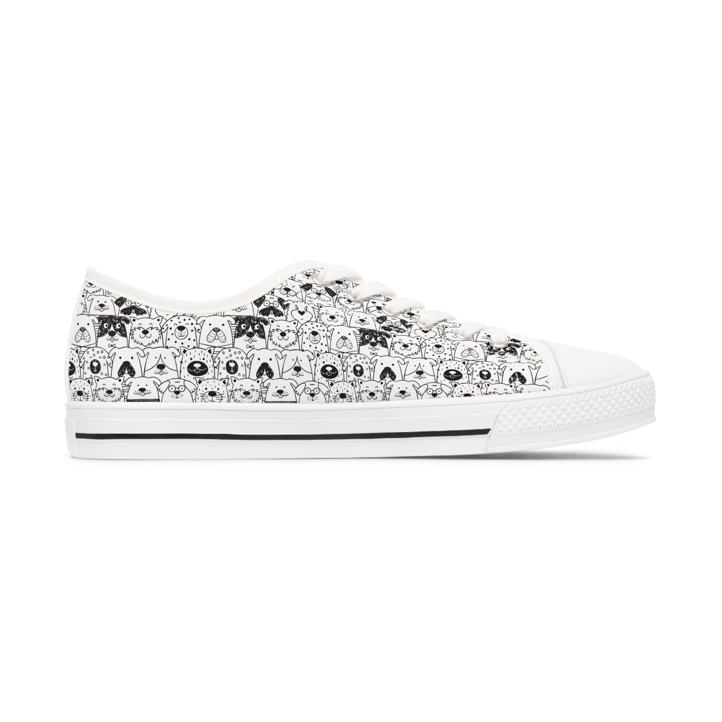 Women's Low Top Sneakers in Dog Gone It Black or White Sole