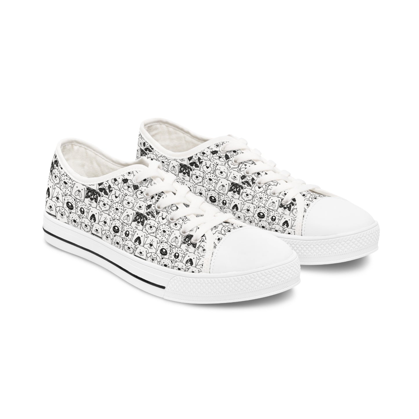 Women's Low Top Sneakers in Dog Gone It Black or White Sole